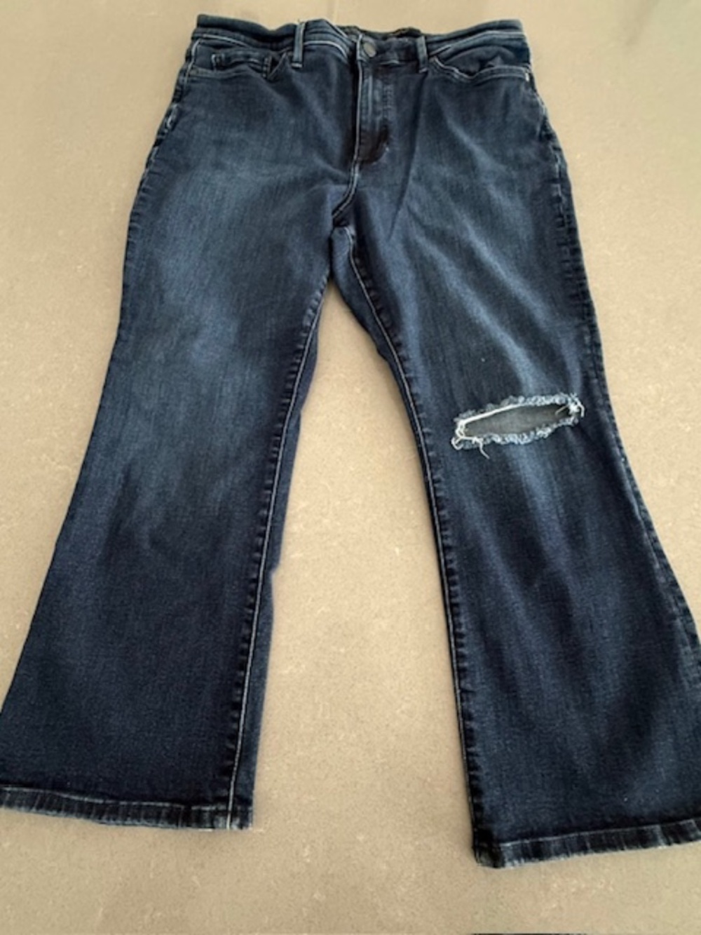Women's Banana Republic Sz 32 x24 High-Rise Cropped Flare Denim Jean Dark Wash